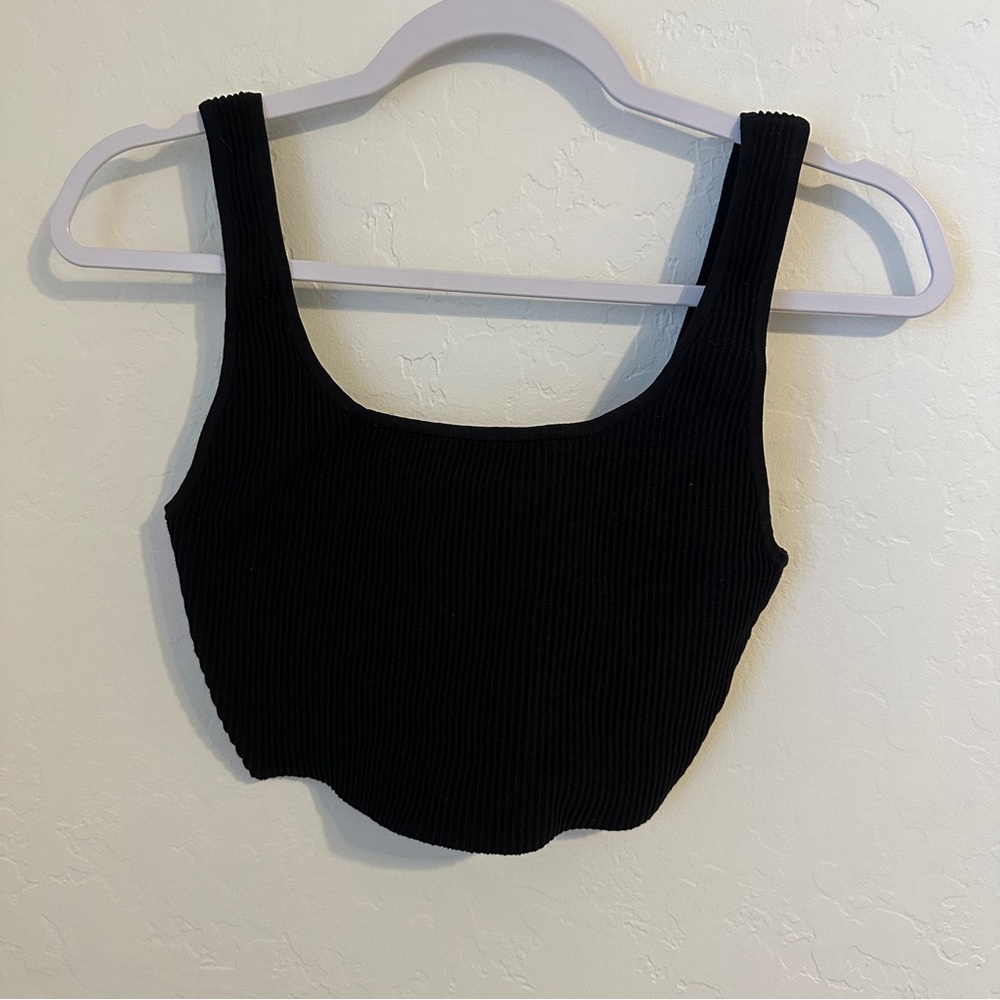 Aritzia Babaton Black Ribbed Women's Crop Top Small